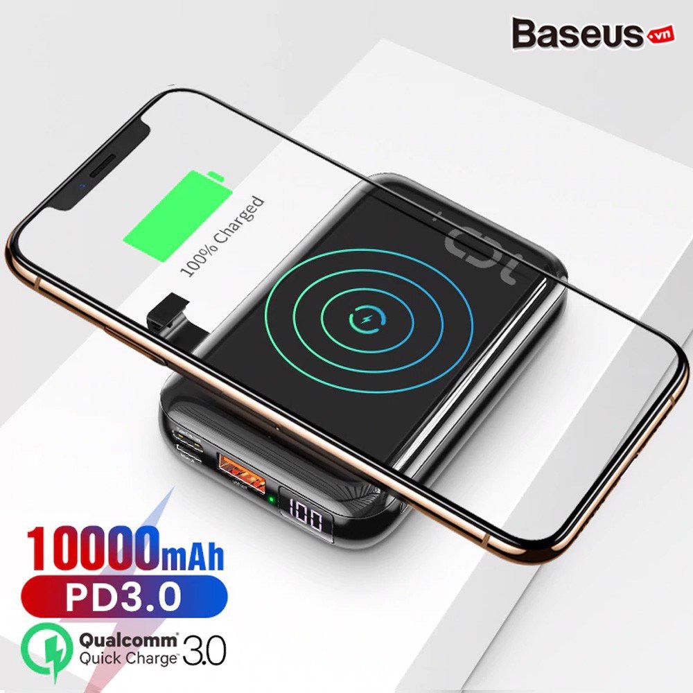 [Mã 153ELSALE2 giảm 7% đơn 300K] Pin sạc dự phòng không dây 10.000 mAh 10W Baseus Mini S