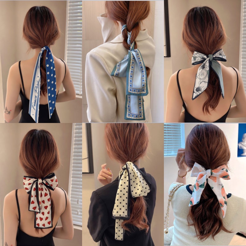 Khăn lụa buộc tóc phong cách retro thanh lịch nữ tính