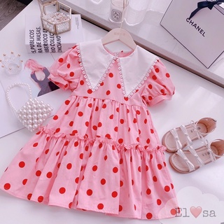 Váy bi hồng cổ nhọn bé gái