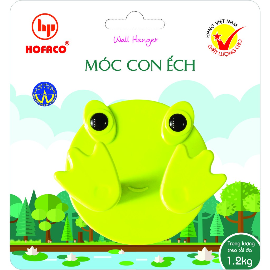 Móc dán dính tường hình dáng dễ thương – Móc nhựa cao cấp HOFACO - Móc con ếch HPG184