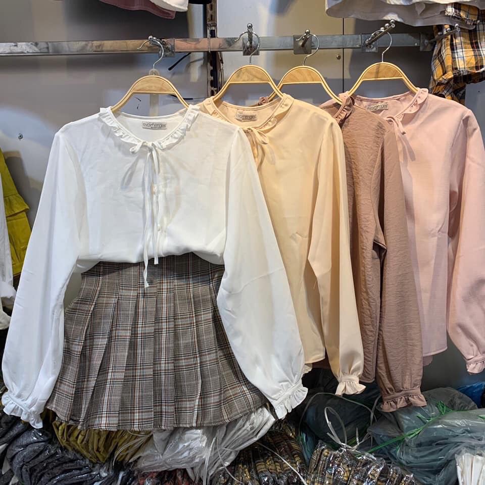 Áo sơ mi bèo cổ dây nơ (max290) | BigBuy360 - bigbuy360.vn