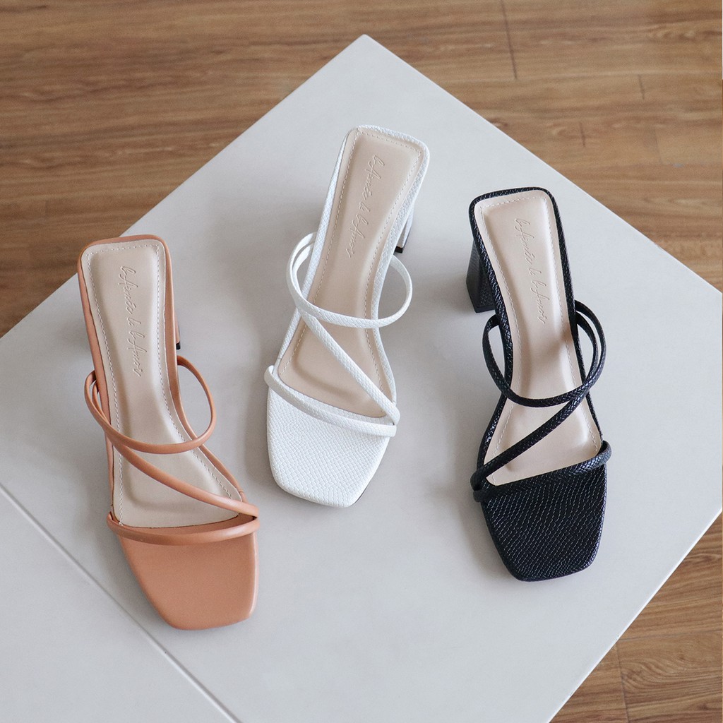 Giày cao gót sandal nữ 7p đẹp thời trang đế vuông dây mảnh mũi vuông cao cấp bAimée &amp; bAmor - MS1664