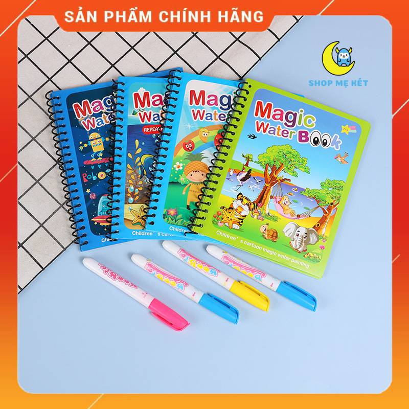 Đồ chơi tập tô màu tiếng anh tự xóa thần kỳ Magic water book kèm bút dùng nước