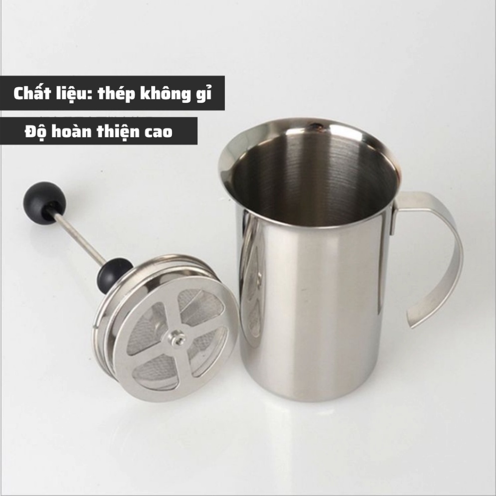 Ca đánh sữa lạnh Inox 304 Có Nắp cao cấp dung tích 400-800ml pha latte đổ hình nghệ thuật cà phê Espresso tạo bọt