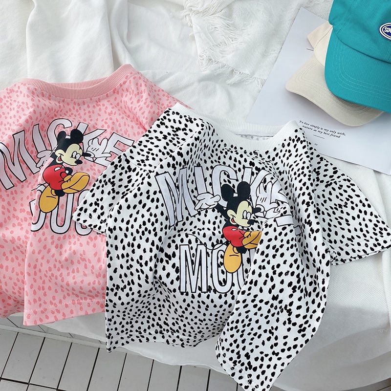 Áo Thun Cotton Mỏng Màu Nhuộm Tay Ngắn In Họa Tiết Hoạt Hình Phong Cách Hàn Quốc Thời Trang Mùa Hè Cho Bé Trai Và Gái