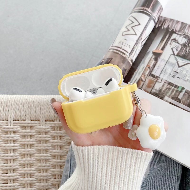 Vỏ Bảo Vệ Hộp Sạc Tai Nghe Airpods 1 / 2 / 1 / 2 / Pro Bằng Tpu Mềm Hình Kẹo Và Trứng Màu Vàng Dễ Thương