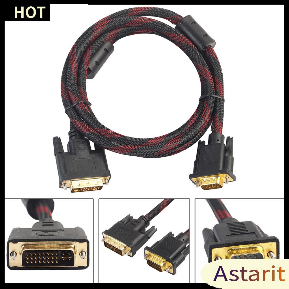 🌟Chất lượng cao nhất🍁DVI-I 24+5 Turn To VGA Connect Wire Cable Male to Male Video Line 4.6ft.