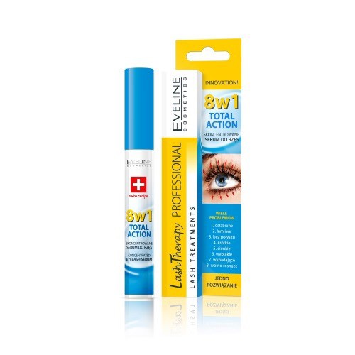 Dưỡng mi Eveline 8in1 Total Action, giúp mi giảm gãy rụng, khỏe hơn, mọc dài hơn 10ml
