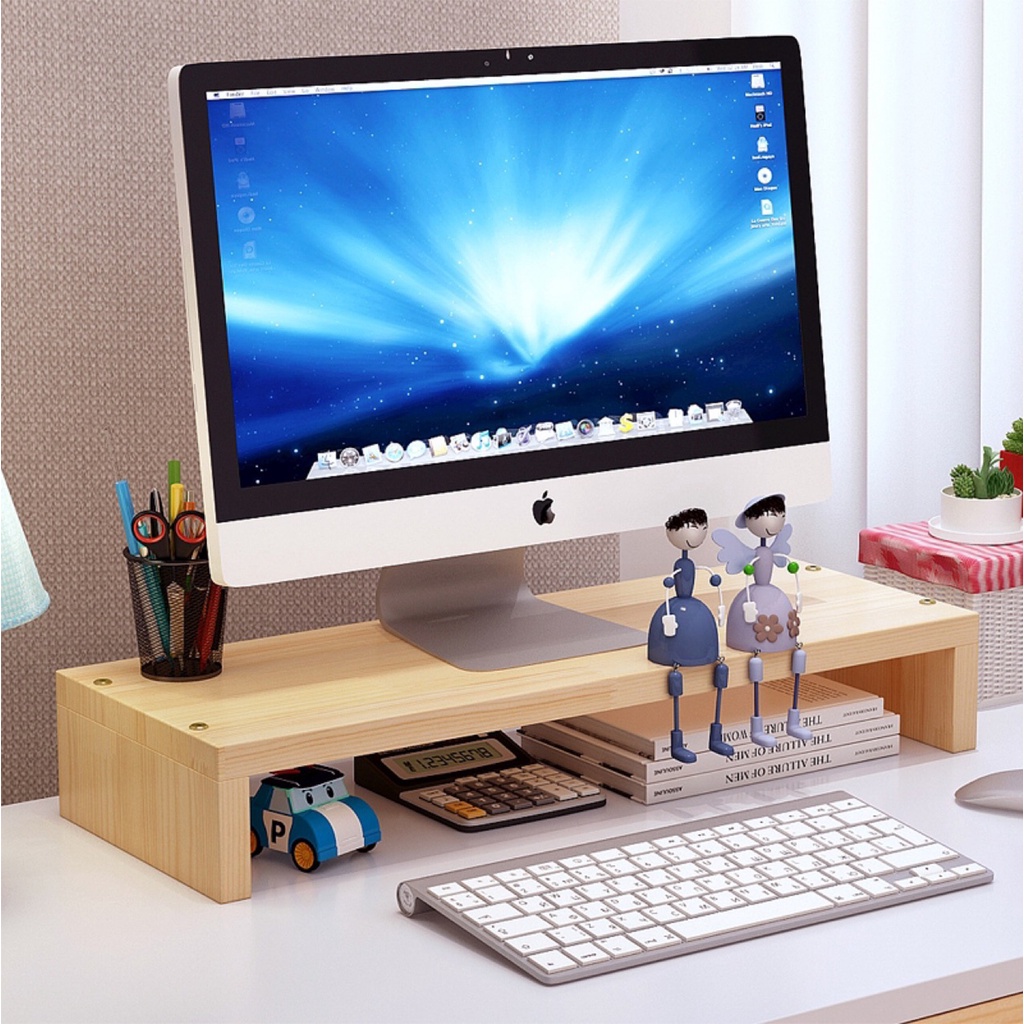 Kệ màn hình máy tính gỗ MDF dày 18mm, kệ để laptop cải thiện tầm nhìn chống gù, chống cận, bảo vệ cột sống