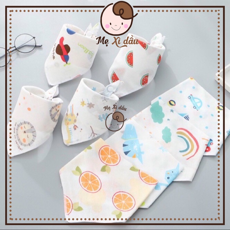 Shop mẹ xì dầu Yếm xô tam giác 4 lớp có cúc bấm cho bé