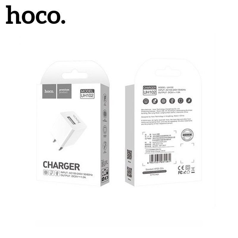 Củ sạc 5V-1A Hoco UH102 chân dẹt chất liệu cao cấp nhỏ gọn, dễ dàng sử dụng