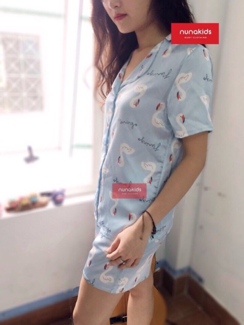 THANH LÝ NGHỈ BÁN- Pijama lụa nữ hoạ tiết hạc chất đẹp