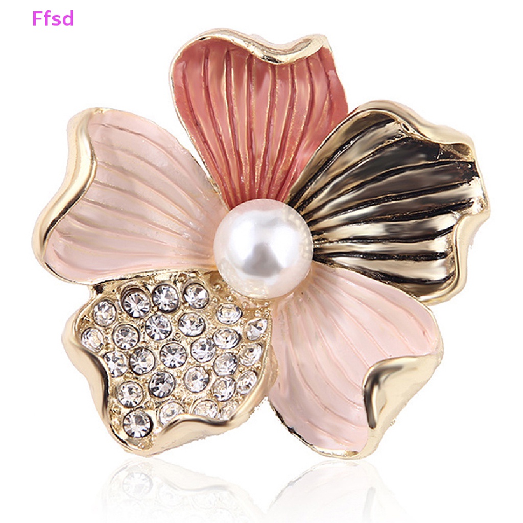 {Ffsd} Ghim Cài Áo Hình Hoa Đính Đá Pha Lê / Ngọc Trai Thời Trang Chống Lộ Hàng Dành Cho Bạn Nữ * Giảm Giá