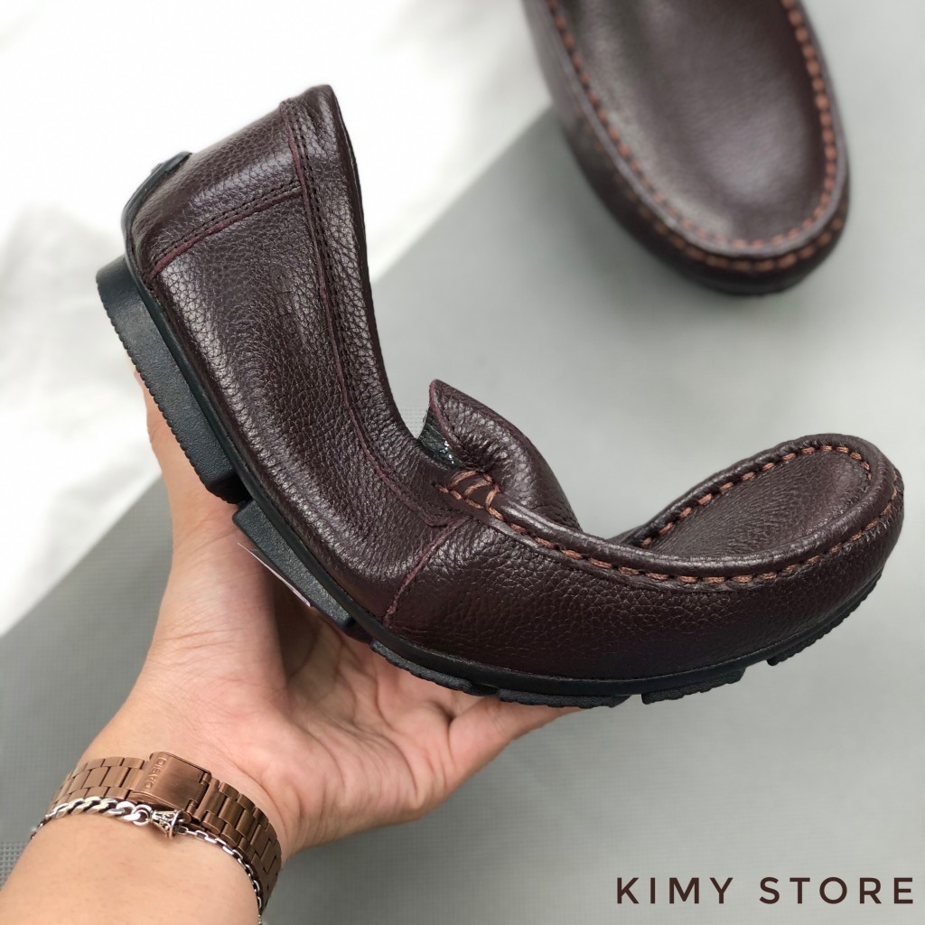 Giày lười nam da bò xuất khẩu, giày mọi nam da thật - Kimy Store