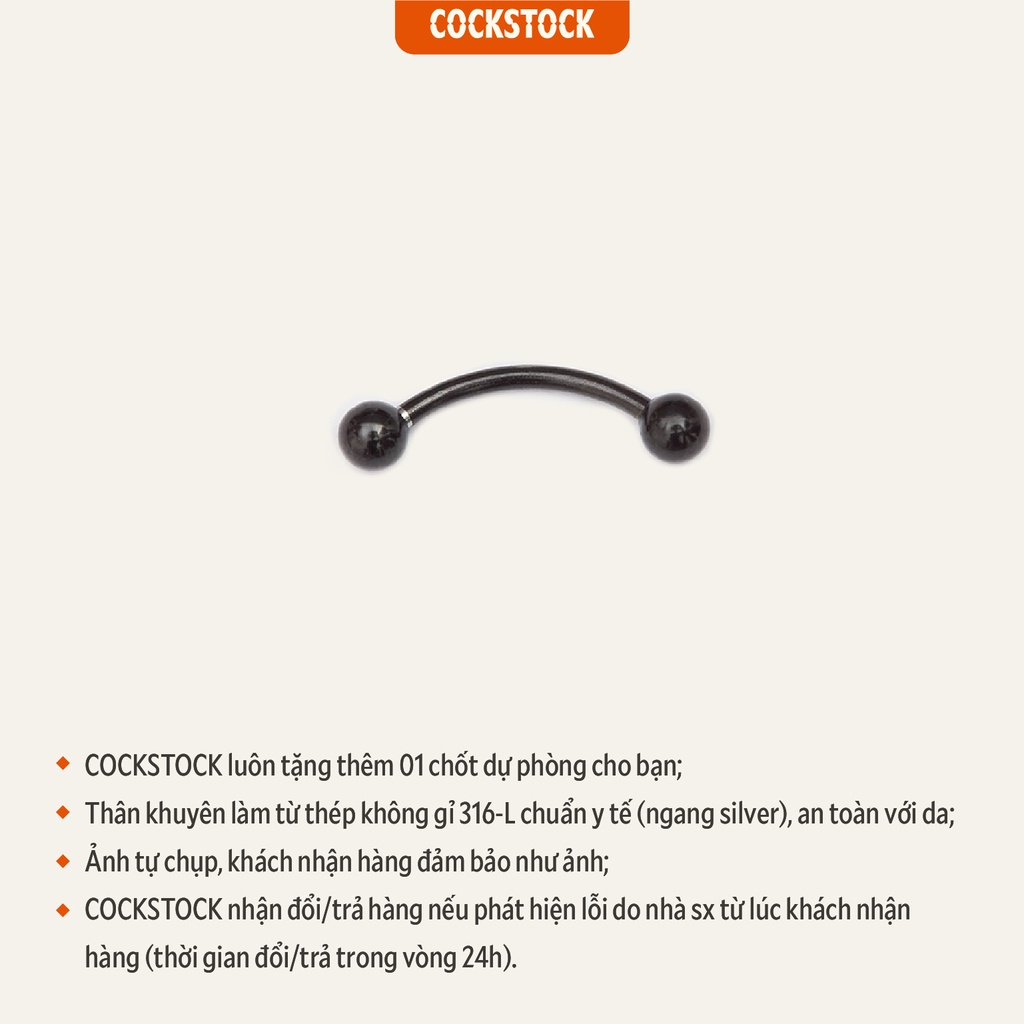 Khuyên tai cong cơ bản chốt bi Curved CockStock