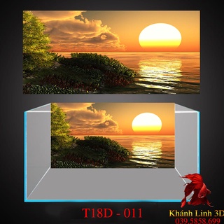 Tranh 3D Bể Cá Cảnh Mẫu Tranh Thủy Sinh Hoàng Hôn - Tranh Bể Cá  Có Sẵn Keo Dán, Tặng Kèm Bộ Dụng Cụ