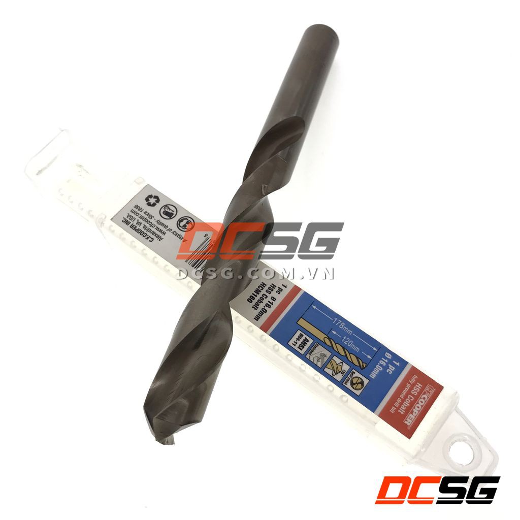 Mũi khoan thép, Inox HSS-Cobalt 5% 16.0x178mm CFCOOPER HCM160 | DCSG