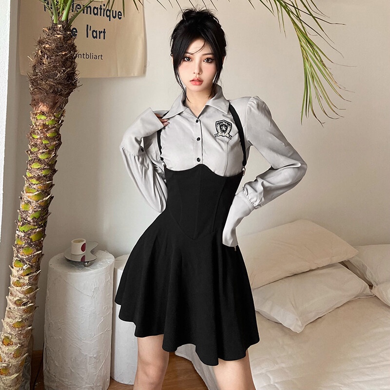 Kliou Đầm KLIOU dáng chữ A không tay cổ yếm phong cách vintage 2022 mới dành cho nữ