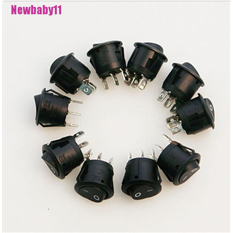 Set 10 Công Tắc Bật / Tắt 3 Chấu Hình Tròn Màu Đen Mini