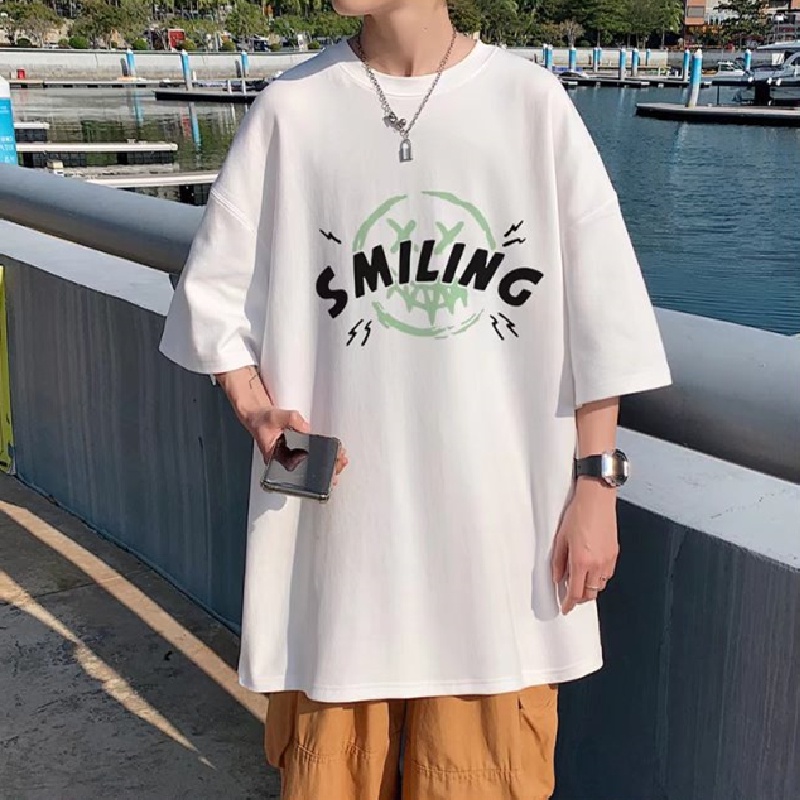 Áo Thun Tay Ngắn Dáng Rộng In Chữ Thời Trang Mùa Hè Cho Nam Size M-8XL