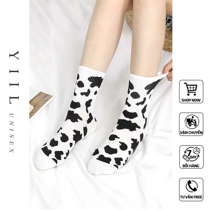 Tất vớ nữ nam bò sữa cổ cao vintage chất liệu cotton 100% co dãn 4 chiều thoáng khí phong cách Hàn Quốc trẻ trung