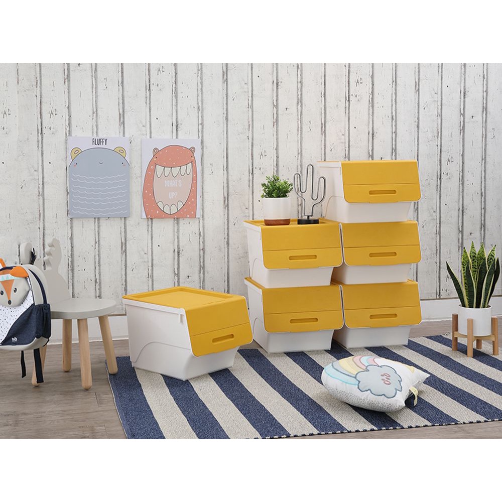 Thùng lưu trữ đa năng bằng nhựa PP cao cấp, có nắp OTELLO 34 Lít  màu vàng Index Living Mall Nhập khẩu Thái Lan