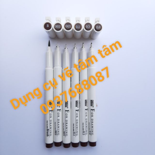 Bút line chuyên nghiệp Marvy Uchida 4600, bút line màu nâu-Dụng cụ vẽ Tâm Tâm