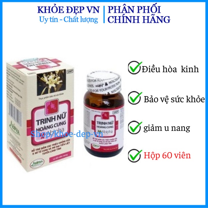 Viên uống Trinh Nữ Hoàng Cung Abipha - giảm u xơ, u nang buồng trứng - Lọ 60 viên