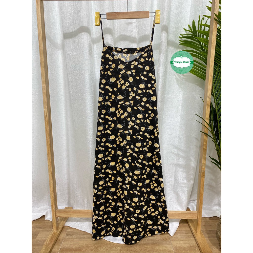 Váy hoa nhí mindi cổ tim dáng xuông 2 dây nhỏ đầm hoa nữ dáng dài đi biển, du lịch mẫu siêu hot M06 | BigBuy360 - bigbuy360.vn