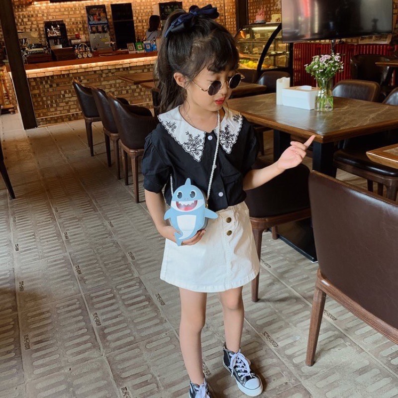 Túi đeo chéo hình chú cá BABY SHARK dễ thương cho bé gái