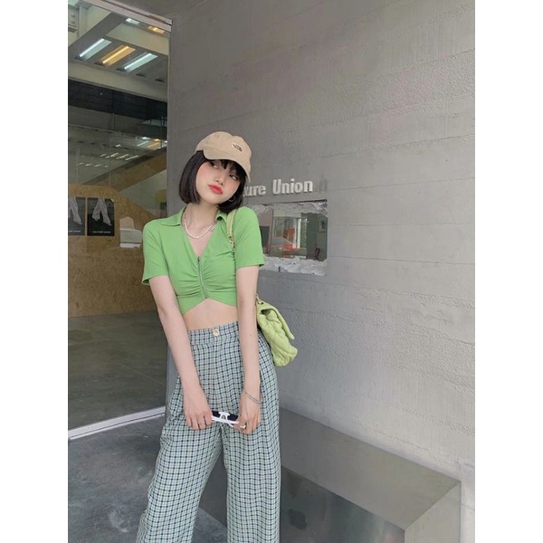 Áo croptop xanh lá siêu đẹp dễ thương cá tính
