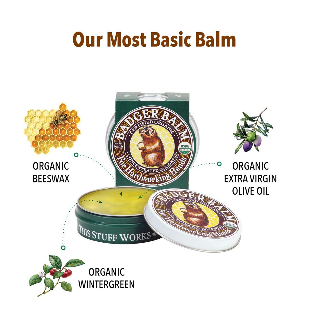 SÁP HỮU CƠ THOA TAY KHÔ NỨT NẺ Badger Balm Relief for Hardworking Hands 56g  | Shopee Việt Nam