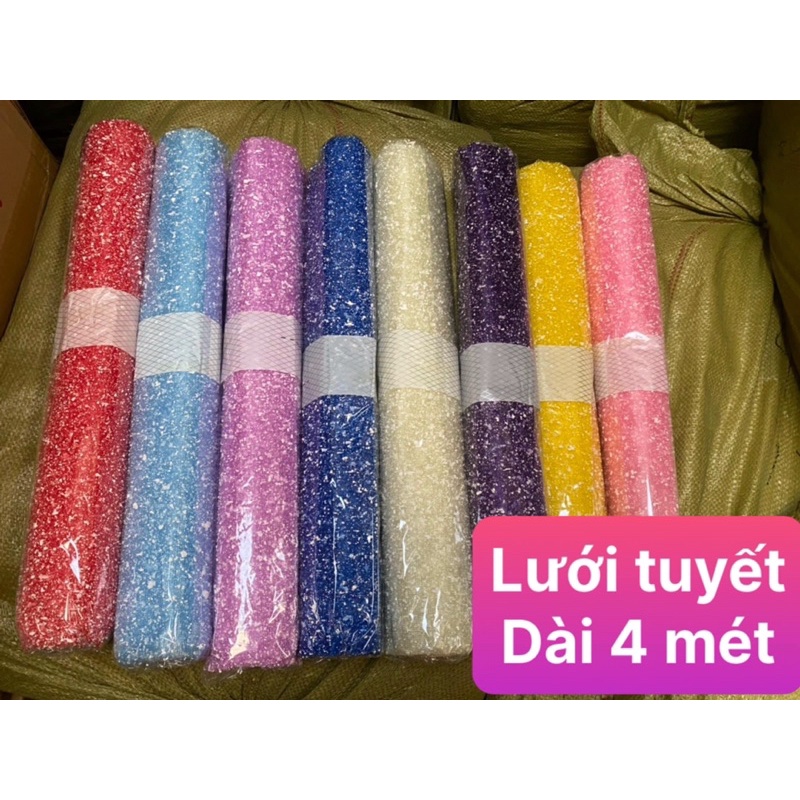 Sỉ lưới tuyết cuộn to khoảng 4m x 50cm gói hoa hạt dày đẹp