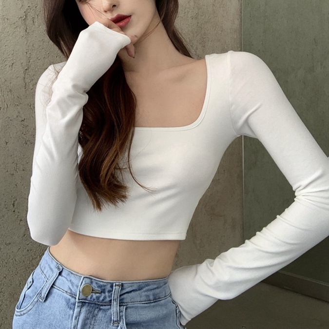 Áo Nữ Tay Dài Cổ Vuông Thời Trang Quyến Rũ