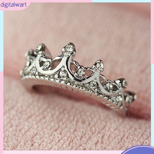 Nhẫn mạ bạc hình vương miện đính đá xinh xắn