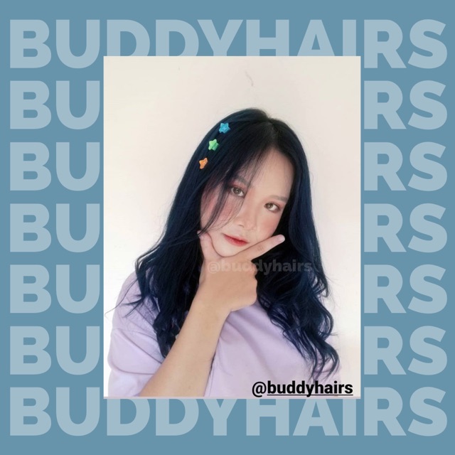 Thuốc nhuộm tóc Xanh dương đen không tẩy lên từ nền đen buddyhairs