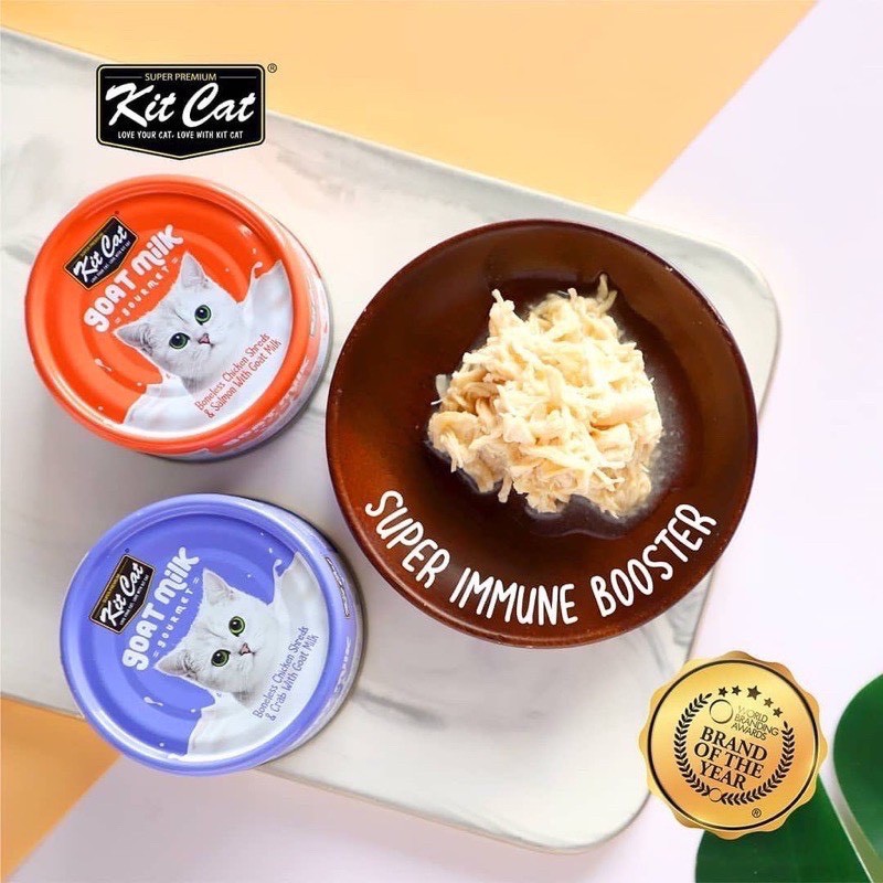 [SIÊU CAO CẤP] KIT CAT GOAT MILK - KITCAT PATE SỮA DÊ CÁ NGỪ VÀ GÀ CHO MÈO LON 70g