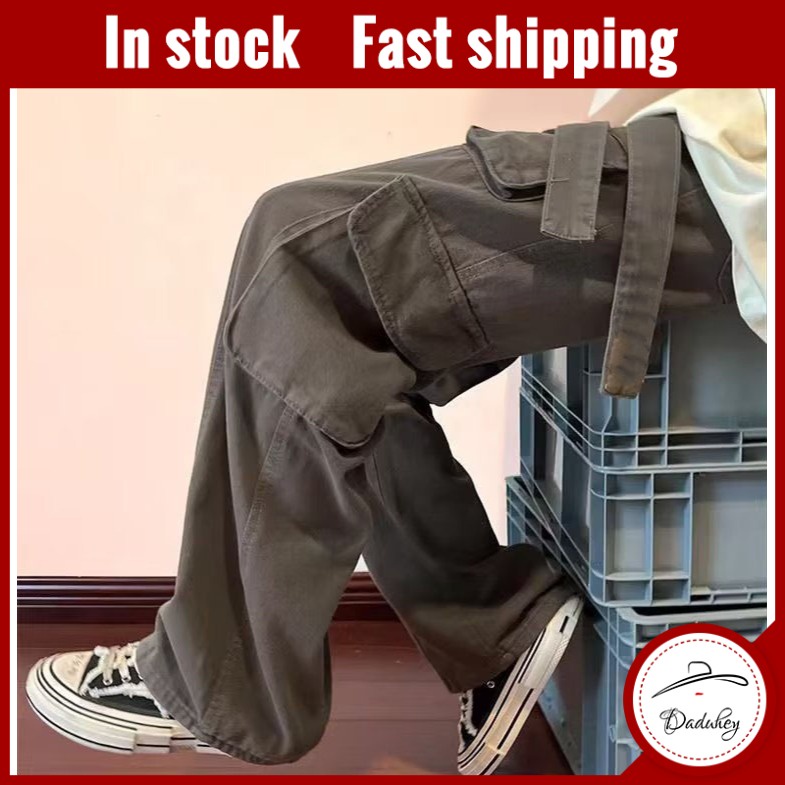 Quần chở hàng ống thẳng rộng nhiều túi phong cách ins Hàn Quốc thời trang mùa hè 2022 cho nam và nữ