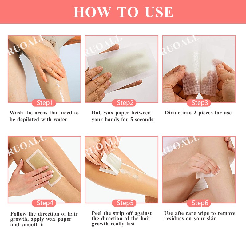 RUOALL 2 miếng sáp dán tẩy lông hai mặt tự nhiên cỡ lớn 9x18 10g