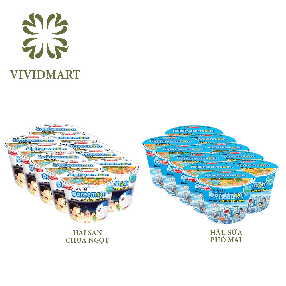 MÌ LY MINI DORAEMON 2 VỊ: HẢI SẢN VÀ HÀU SỮA PHOMAI – LY 48GR – DOREMON / DOREAMON - ACECOOK