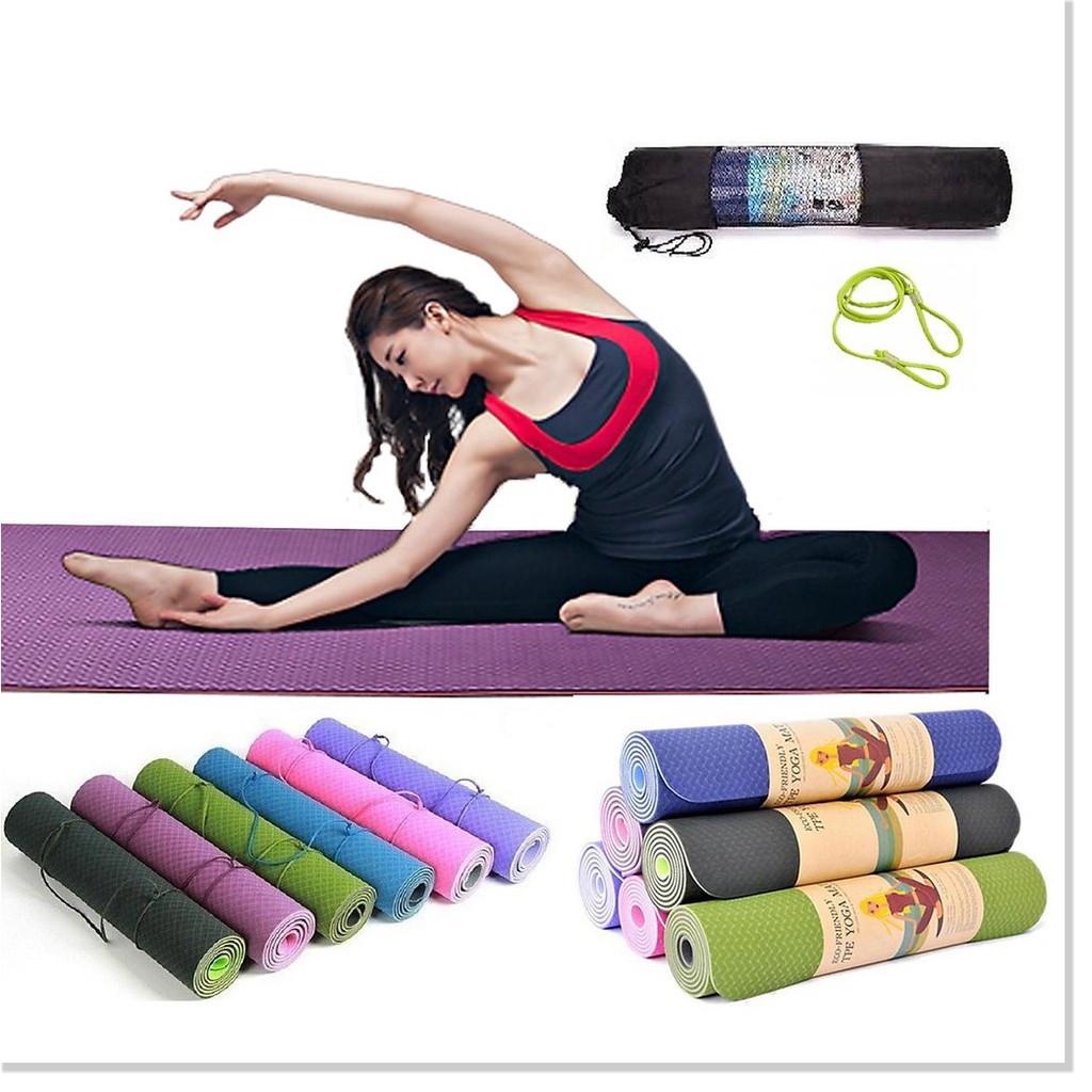 Thảm tập Yoga - Gym - thể dục TPE 2 lớp siêu bền chống trơn trượt dày 8mm &lt;br&gt;Cho bạn cơ thể đẹp, khỏe mỗi ngày