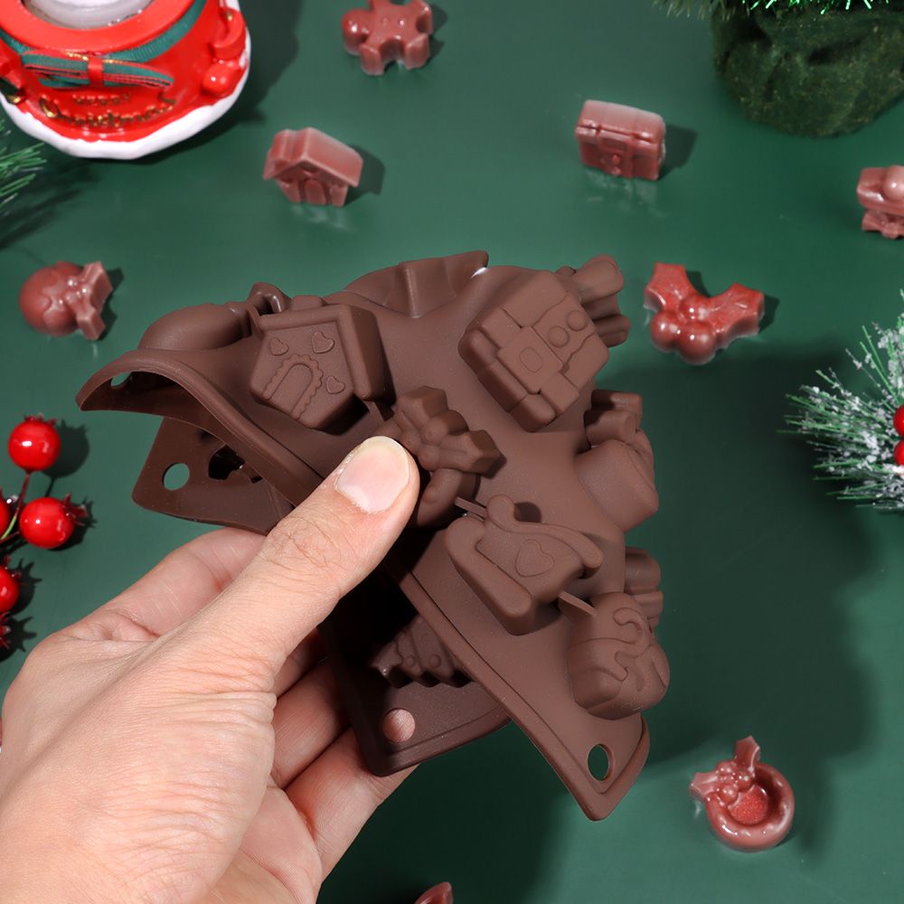 Khuôn Silicone Làm Đá/Sô Cô La Thủ Công 25 Ngăn Hình Ông Già Noel Nhiều Màu