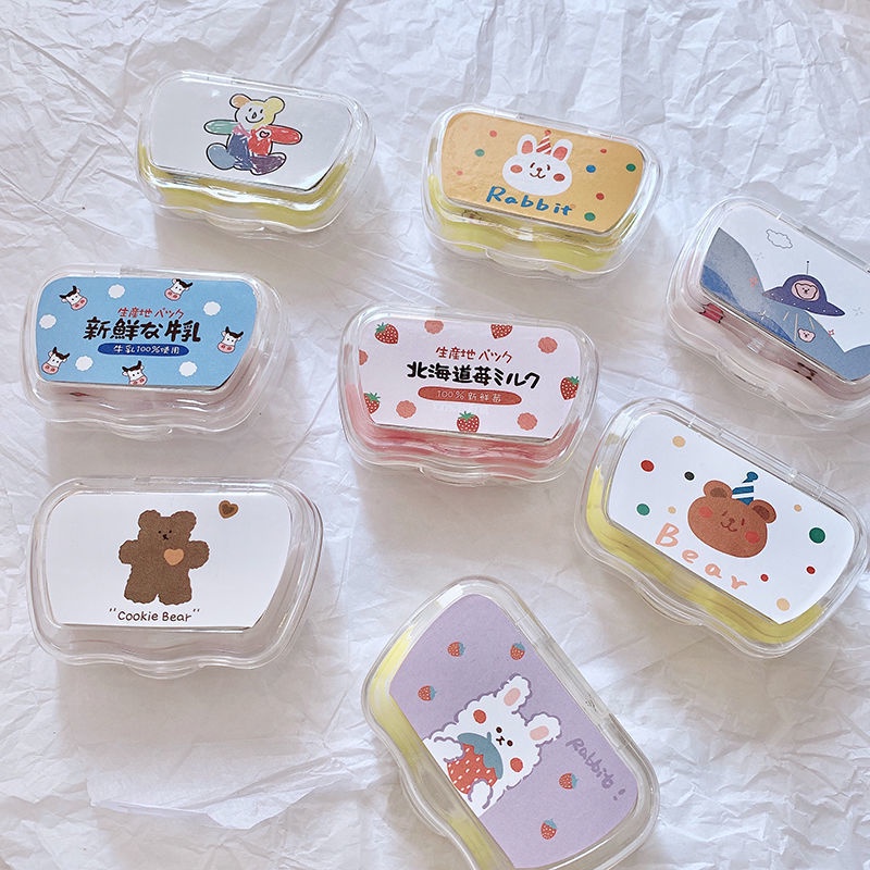 Khay đựng kính áp tròng họa tiết hoạt hình đáng yêu kèm nhíp gắp độc đáo tiện dụng