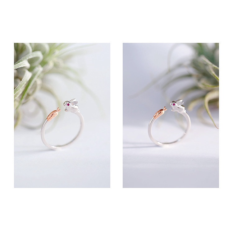 Nhẫn Bạc s925 Hình Cà Rốt Thỏ Dễ Thương Đơn Giản Sáng Tạo Phong Cách Hàn Quốc Cho Nữ