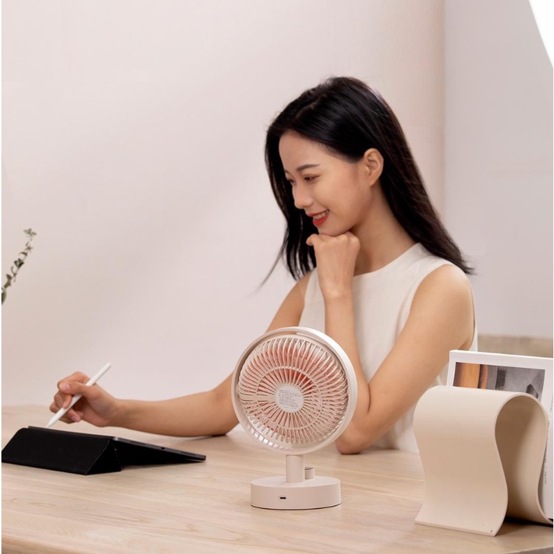 Quạt tích điện Xiaomi Sothing - Quạt sạc để bàn tích hợp màn hình led - Hiển thị - Quay ngang tự động 160 độ - Pin trâu