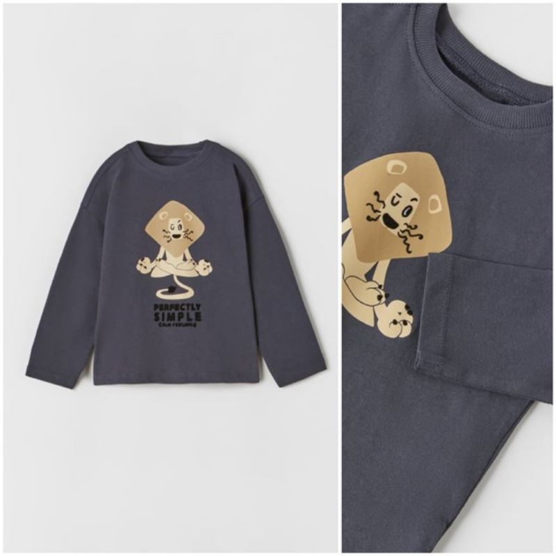 Áo cotton dài tay bé trai sz 12/18m