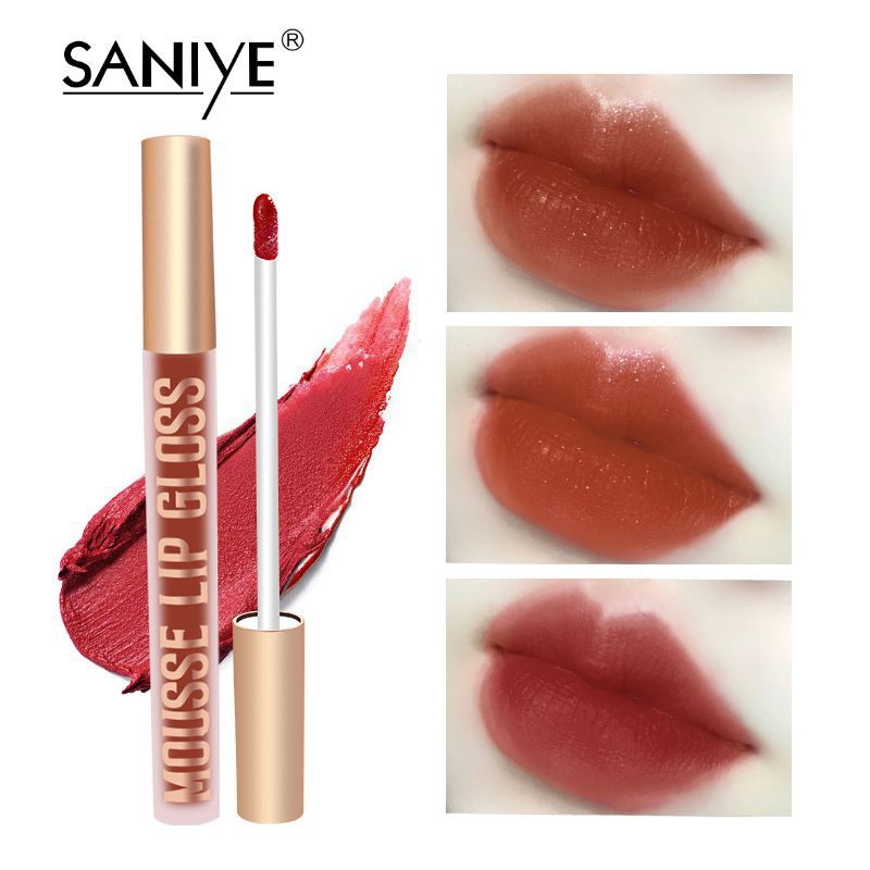 (Hàng Mới Về) Son Kem Màu Lì Không Thấm Nước Lâu Trôi Dưỡng Ẩm Saniye