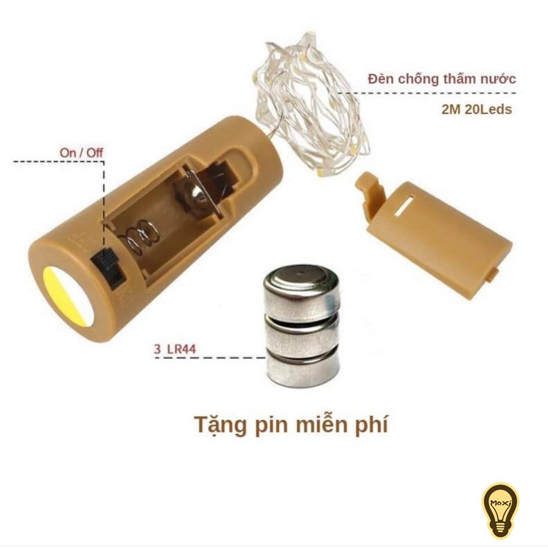Đèn led 1M đom đóm, nút chai dùng trang trí DECOR hộp quà, bánh kem, thiệp ,phòng ngủ