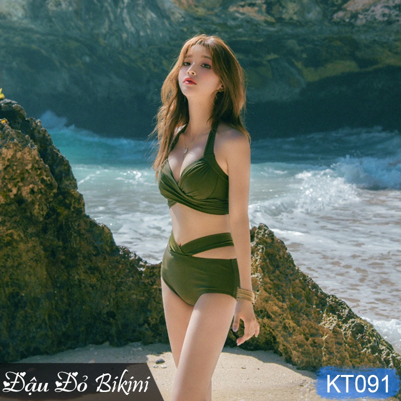 Bikini 2 mảnh sexy, áo sẵn gọng đệm nâng đẩy vòng một, quần cạp cao cách điệu, áo tắm nữ mẫu mới 2022 | KT091