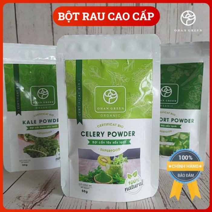 Bột Cần Tây Cao Cấp,Nguyên Chất OhanGreen 100% Giảm Béo Giảm Mụn Đẹp Da 50gram,1 Lộ Trình 2 Gói,Mua 2 tặg 1 Thìa Gỗ